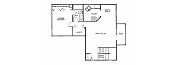 A black and white image of a house floor plan with a laundry room.