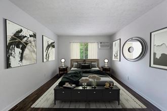 Bedroom with a large bed and a large window  at Williams Pointe, Williamsburg, OH