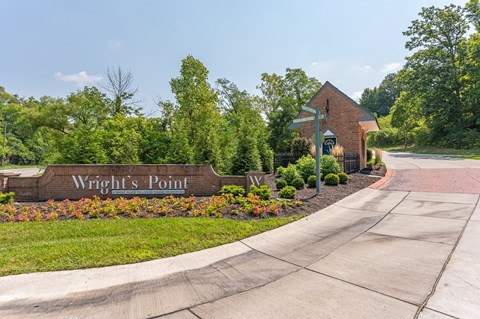 A sign that says Wright's Point is in front of a building.