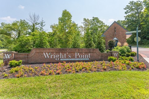 A sign that says Wright's Point in front of a building.
