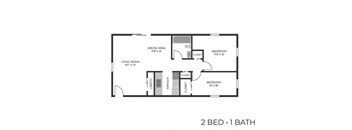 a floor plan of a 1 bedroom unit with baths