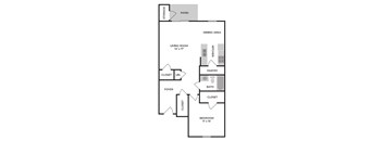 A floor plan of a home with a living room, dining area, kitchen, pantry, bath, closet, foyer, and bedroom.