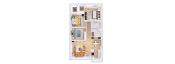 2 Bedroom Floor Plan at The Apex, Cincinnati, 45239