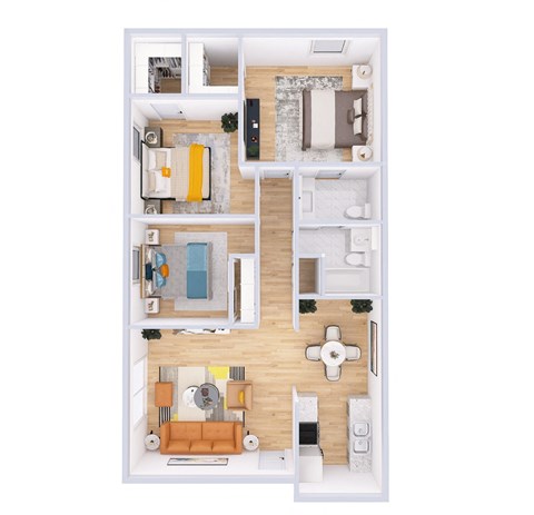2 Bedroom Floor Plan at The Apex, Cincinnati, 45239