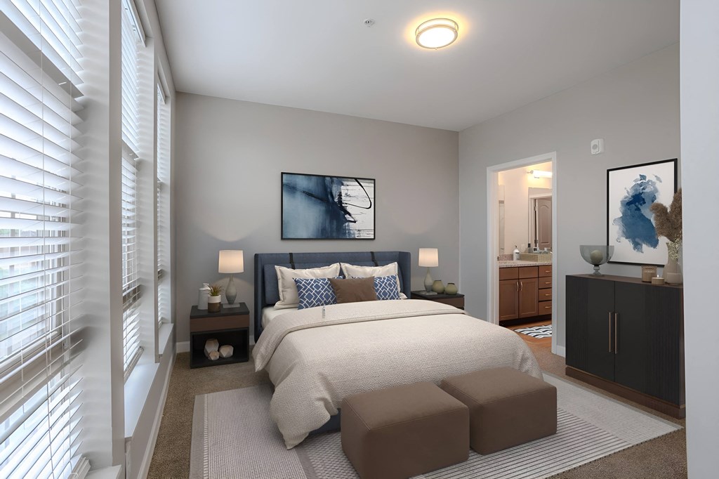 a bedroom with a large bed and a window at Adelphi Quarter, Ohio, 43203