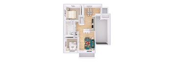 2 Bedroom Floorplan at North Central Village, Ohio, 43211