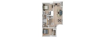 a floor plan of a house with a bedroom and a living room