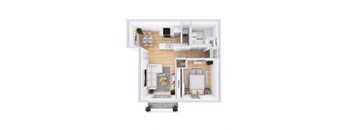 1 bed 1 bath A at Crystal Glen Apartments, Findlay, Ohio