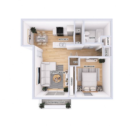 1 bed 1 bath A at Crystal Glen Apartments, Findlay, Ohio