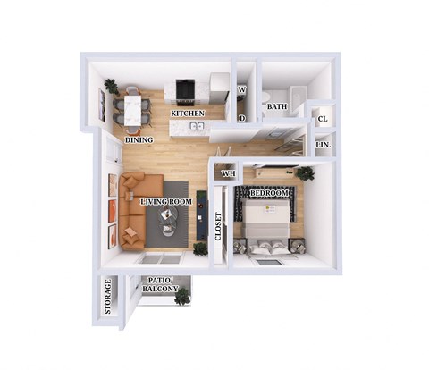 1 bed 1 bath E at Crystal Glen Apartments, Findlay