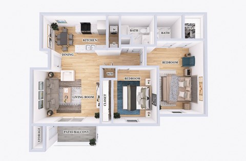 2 bed 1.5 bath A at Crystal Glen Apartments, Findlay, Ohio