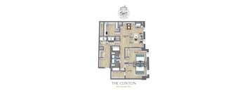 A floor plan of a property named The Clinton with a total area of 1065 square feet.