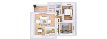 a floor plan of a house with a bedroom and a living room