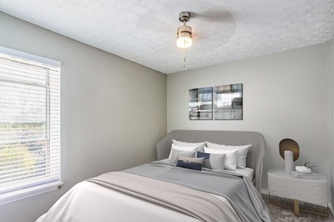 Bedroom with ceiling fan at Rivers at Bluegrass, Lexington