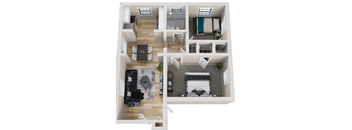a 3d rendering of the floor plan of a bedroom