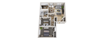 a 3d drawing of the floor plan of a house