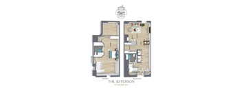 A floor plan of a two-story apartment named The Jefferson.