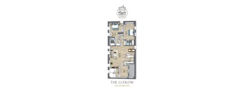 A floor plan of a 1200 square foot Ludlow apartment.