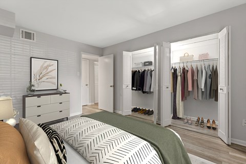 Bedroom with a closet and a bed at Merrick Place, 40502