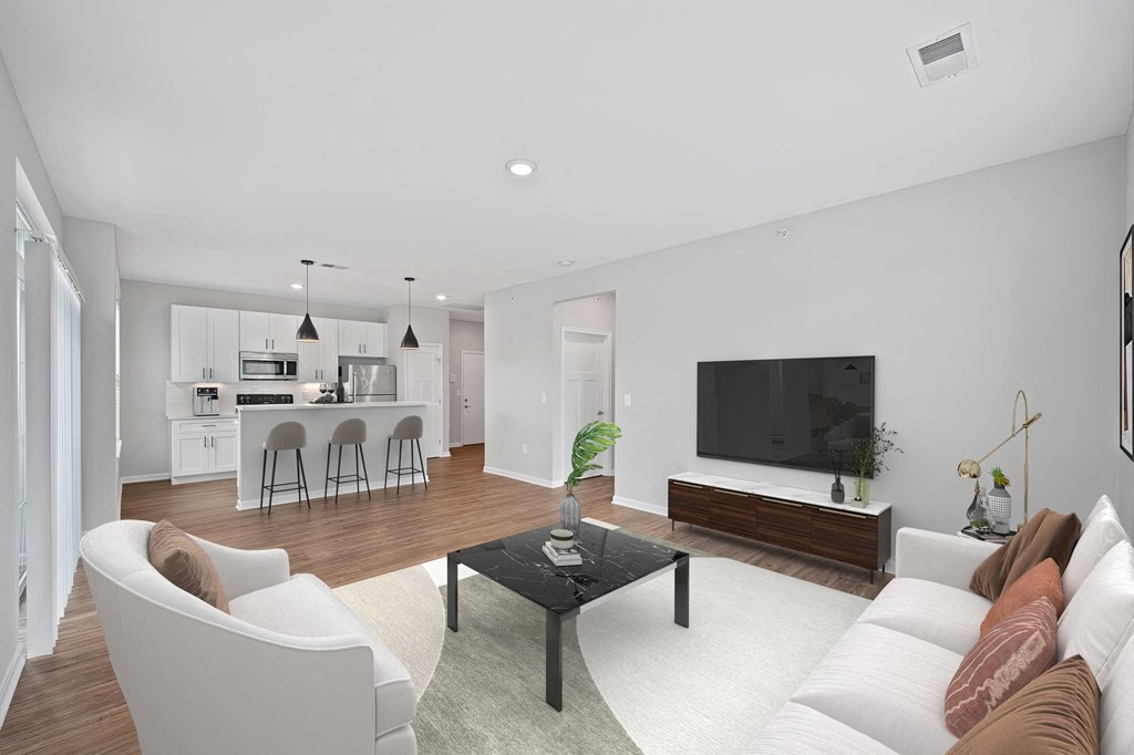 a living room with a couch and a coffee table at Monmouth Row Apartments, Newport, 41071