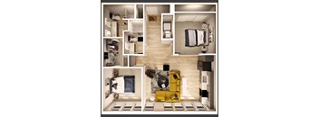 a rendering of a 3d floor plan of an apartment