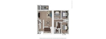 Dauphin Luxe Two Bedroom One Bathroom Floorplan at A62 Apartments, Indianapolis 46220
