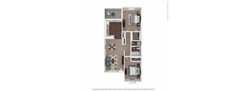 DuMonde Two Bedroom One Bathroom Floorplan at A62 Apartments, Indianapolis, IN 46220