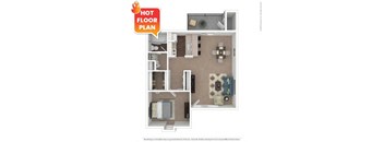 LePetit Luxe One Bedroom One Bathroom Floorplan at A62 Apartments, Indianapolis