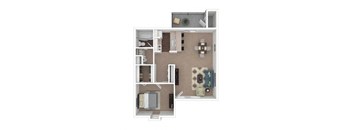 LePetit One Bedroom One Bathroom Floorplan at A62 Apartments, Indiana 46220