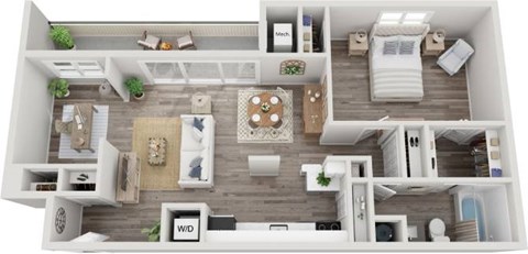 The Magic One Bedroom One Bathroom Floorplan at Fountain Parc Apartments, Indianapolis