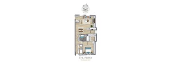 A floor plan of an apartment named The Perry with 794 square feet.