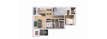 3Bed 2Bath Floor Plan at Providence Glen Apartments, Ohio, 43219