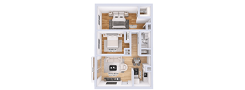 a floor plan of a small apartment with a bedroom and a living room
