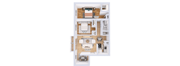 a floor plan of a house with a bedroom and a living room
