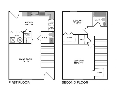 a floor plan of the first floor and the second floor
