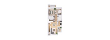 2 bed 2 bath floorplan at Waterfront Pointe, Indianapolis Indiana