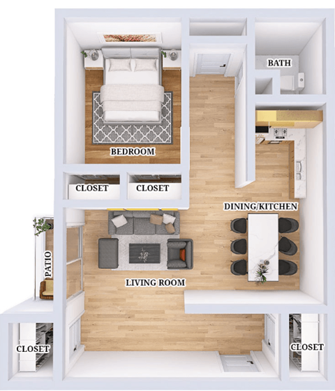 a floor plan of a house with a bedroom and a living room