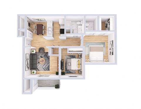 a floor plan of a house with a bedroom and a living room