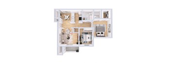 a floor plan of a house with a bedroom and a living room