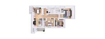 a floor plan of a house with a bedroom and a living room