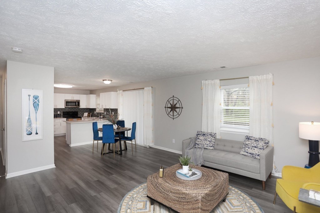 Living Room With Kitchen at Spinnaker Court, Indianapolis