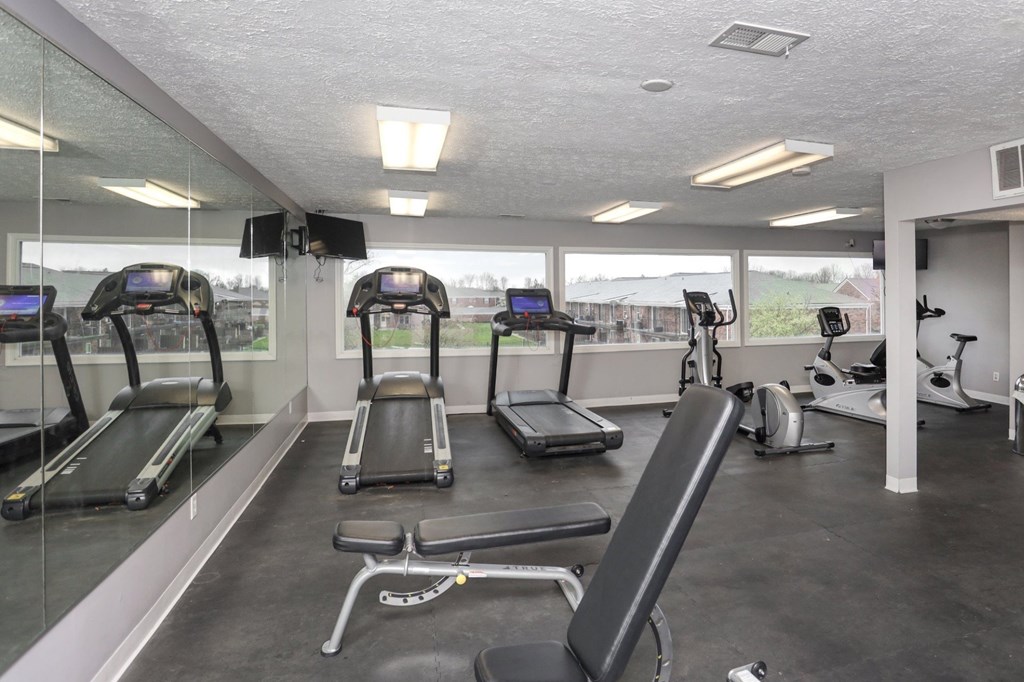 A gym with treadmills at Spinnaker Court, Indianapolis, 46214
