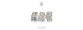 A floor plan for a 2005 square foot home with three floors.
