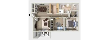 A series of images showing different layouts of a small apartment.