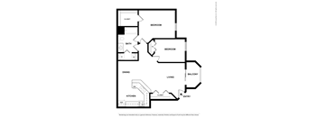 A black and white drawing of a house layout.
