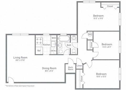 Floor plan at Bren Mar Apartments, Alexandria, VA