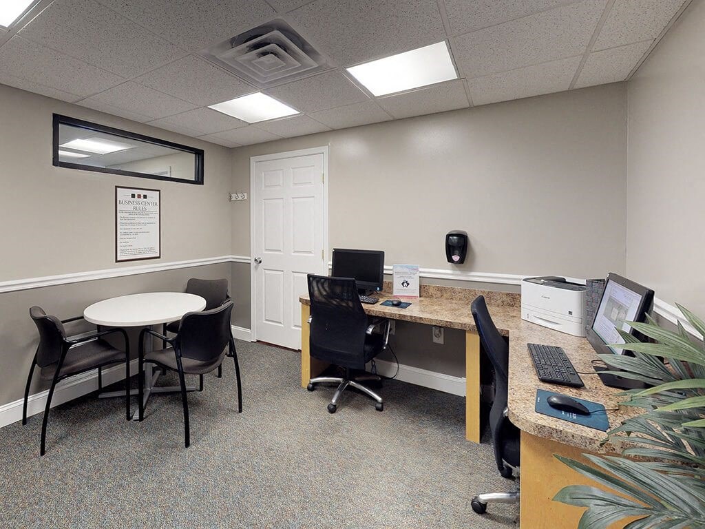 Business center with internet access for apartment complex