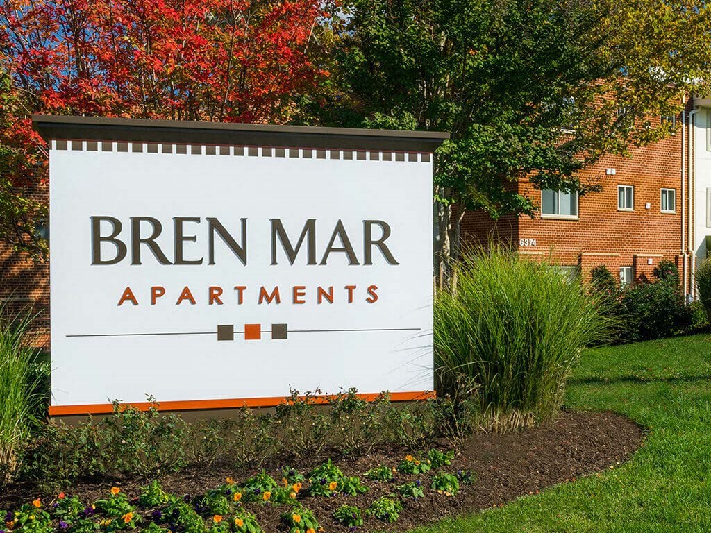 Exterior sign at Bren Mar Apartments, Alexandria, VA, 22312