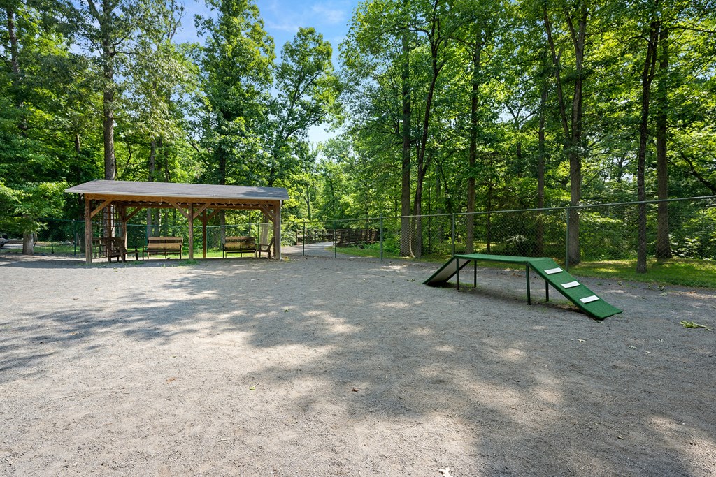 a park with a pavilion and a skate park at Stuart Woods* Apartments, Herndon