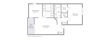 The Aspen - One Bedroom One Bath Floor Plan at Stuart Woods, Herndon, VA